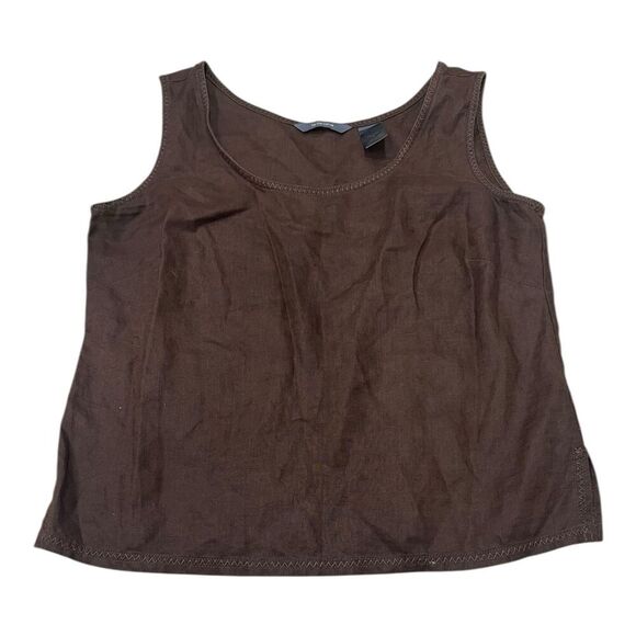 Liz Claiborne Brown 100% Linen Boxy Tank Top SP - Picture 1 of 4